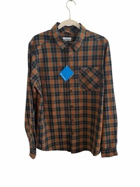 Columbia Men's M Plaid Fri Ridge Button Shirt Orange Omni Wick Omni Shade 50UFP